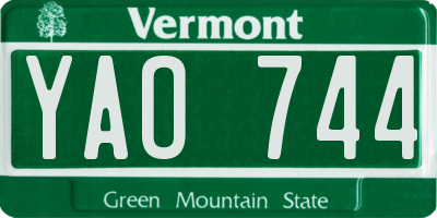 VT license plate YAO744