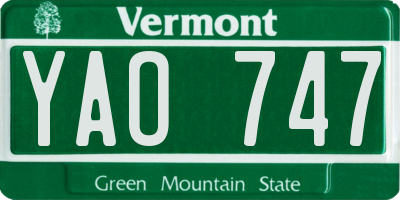 VT license plate YAO747