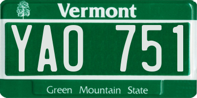 VT license plate YAO751