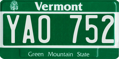 VT license plate YAO752