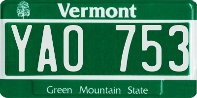 VT license plate YAO753
