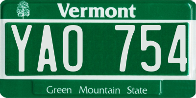 VT license plate YAO754