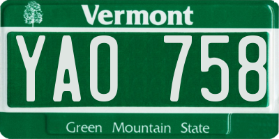 VT license plate YAO758