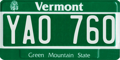 VT license plate YAO760