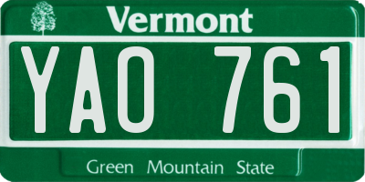 VT license plate YAO761