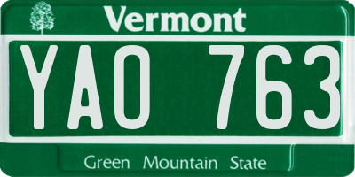 VT license plate YAO763