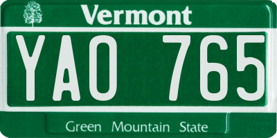 VT license plate YAO765