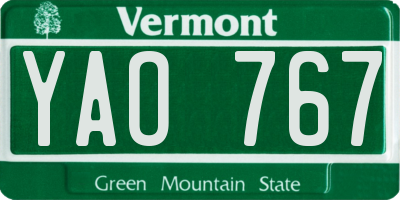 VT license plate YAO767