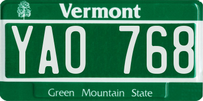 VT license plate YAO768