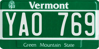 VT license plate YAO769