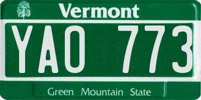 VT license plate YAO773