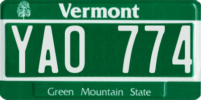 VT license plate YAO774