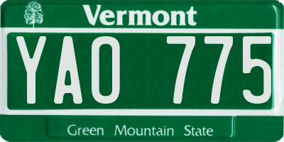 VT license plate YAO775