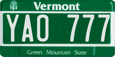VT license plate YAO777