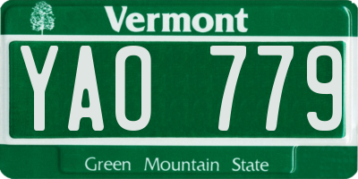 VT license plate YAO779