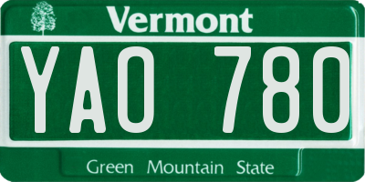 VT license plate YAO780