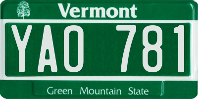 VT license plate YAO781