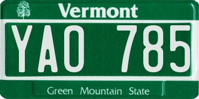 VT license plate YAO785