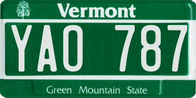 VT license plate YAO787