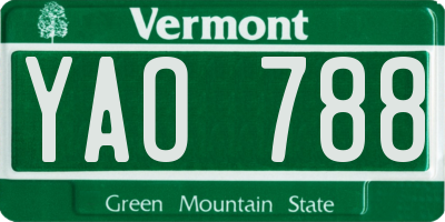 VT license plate YAO788