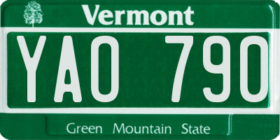 VT license plate YAO790