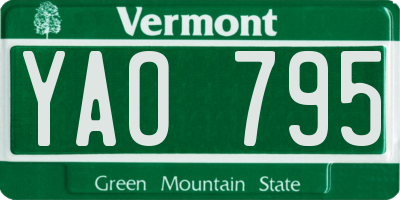 VT license plate YAO795