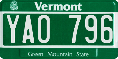VT license plate YAO796