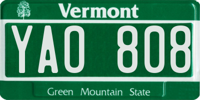VT license plate YAO808