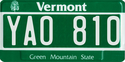 VT license plate YAO810