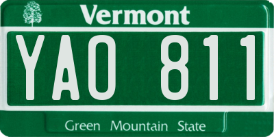 VT license plate YAO811