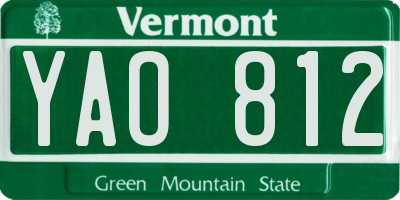 VT license plate YAO812