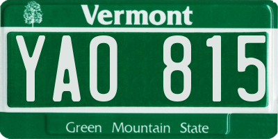 VT license plate YAO815