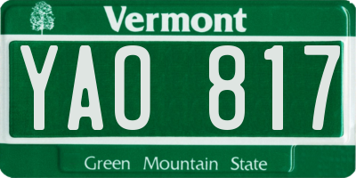 VT license plate YAO817