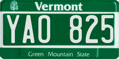 VT license plate YAO825