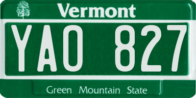VT license plate YAO827