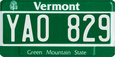 VT license plate YAO829