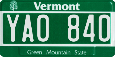 VT license plate YAO840