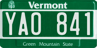 VT license plate YAO841
