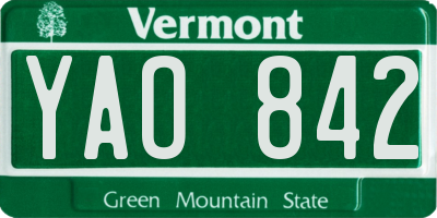 VT license plate YAO842