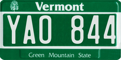 VT license plate YAO844