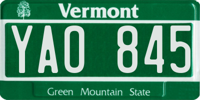 VT license plate YAO845