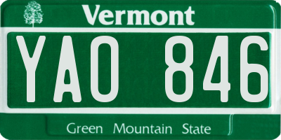VT license plate YAO846