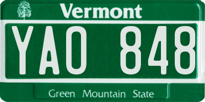 VT license plate YAO848