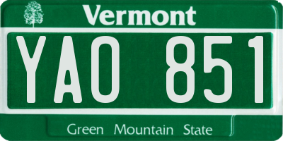 VT license plate YAO851