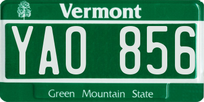 VT license plate YAO856