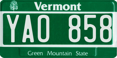 VT license plate YAO858