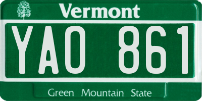 VT license plate YAO861