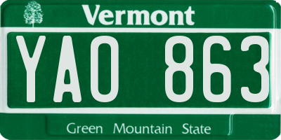 VT license plate YAO863