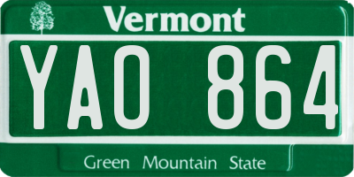VT license plate YAO864