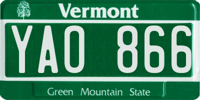 VT license plate YAO866